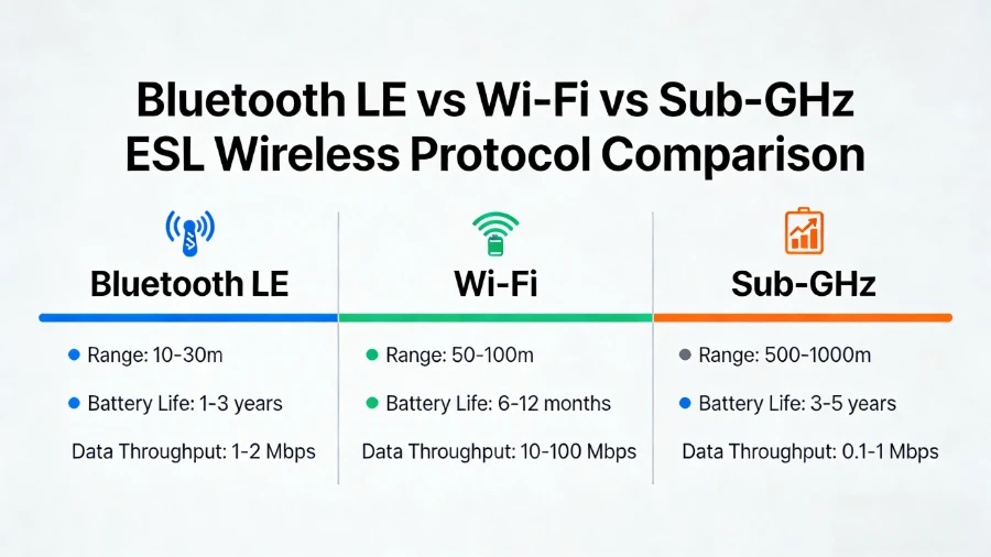 Bluetooth vs Wi-Fi vs Sub-GHz Elektronisk hylleetikett