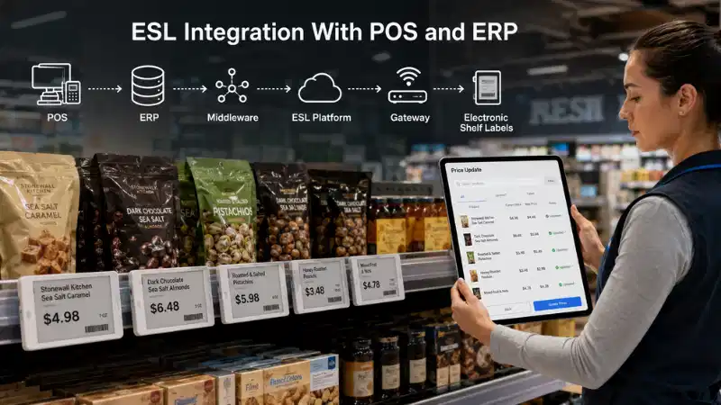 Elektronisk hylleetikettintegrasjon med POS og ERP: APIer, datakartlegging, feilhåndtering og til...
